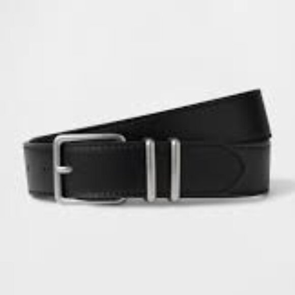 GAP Black Skinny Vegan-Leather Belt/NWT/M - Picture 1 of 8
